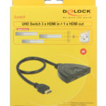 DELOCK HDMI UHD Switch 3x HDMI είσοδοι σε 1x HDMI 4K έξοδο 18600