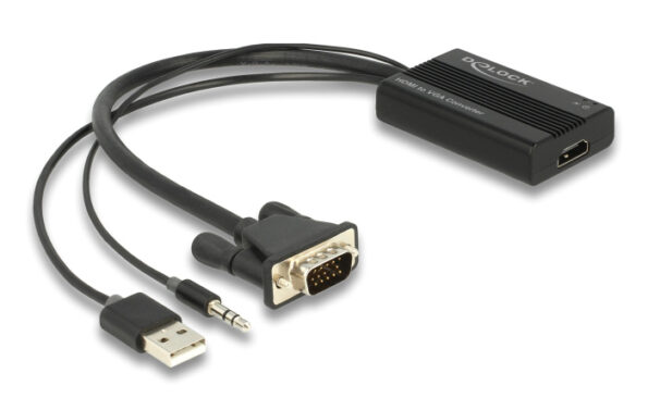DELOCK αντάπτορας HDMI σε VGA & 3.5mm/USB 64172