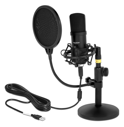 DELOCK μικρόφωνο studio με pop φίλτρο & αντιανέμιο 66300