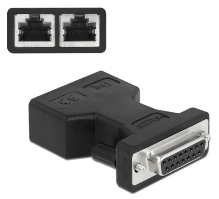 DELOCK αντάπτορας D-Sub 15 Pin σε 2x RJ45 66806