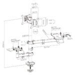 BRATECK βάση γραφείου PMM-02SD για 2x οθόνες 17"-32"/POS/printer