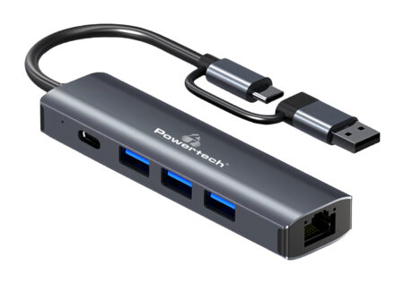 POWERTECH USB hub PTR-0150 με θύρα δικτύου