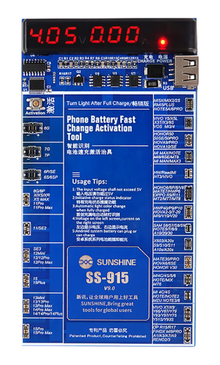 SUNSHINE tester μπαταριών SS-915 για Apple & Android smartphone