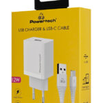 POWERTECH φορτιστής τοίχου PT-1322 με καλώδιο USB-C