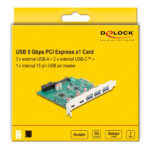 DELOCK κάρτα επέκτασης PCIe x1 σε 3x USB/2x USB-C/19-pin 90109