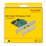 DELOCK κάρτα επέκτασης PCIe x1 σε 2x USB-C 90493