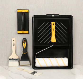 ρολό/2x πινέλα/σπάτουλα/γυαλοχαρτιέρα/σκάφη