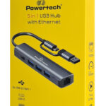 POWERTECH USB hub PTR-0150 με θύρα δικτύου