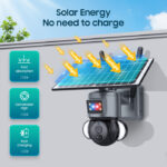 SECTEC smart ηλιακή κάμερα ST-S528M-4G-3MASR με προβολείς