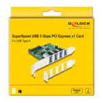 DELOCK κάρτα επέκτασης PCI Express x1 σε 4x USB 89360