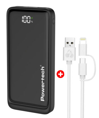 POWERTECH power bank PT-1326 με οθόνη & MFi καλώδιο USB σε Micro/Lightning