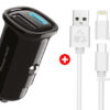 POWERTECH φορτιστής αυτοκινήτου με καλώδιο MFi USB σε micro USB/Lightning BNDL-0206