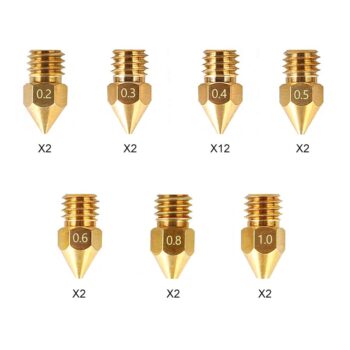 CREALITY MK8 Nozzles Kit 24 pcs 0.2mm χ2, 0.3mm χ2, 0.4mm χ12, 0.5mm χ2, 0.6mm χ2, 0.8mm χ2 1.0mm χ2