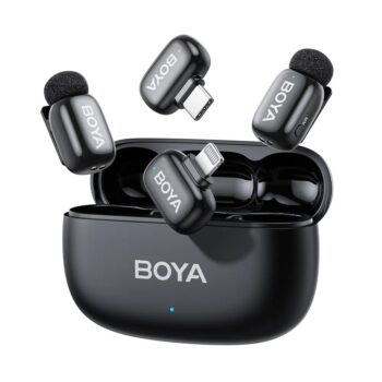 BOYA mini 2 Lightning & Type-C - 2,4GHz 2mic Wireless AI-ANC Mic w. Charging Box Mono/stereo/safety-