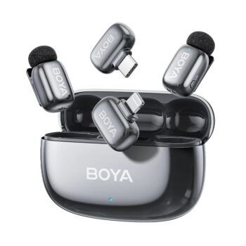 BOYA mini 2 Lightning & Type-C -Space Grey, 2,4GHz 2mic Wireless AI-ANC Mic w. Charging Box