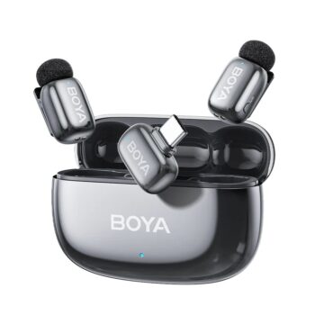 BOYA mini 2 Type-C Space Gray, 2,4GHz 2mic Wireless AI-ANC Mic w. Charging Box Mono/stereo/safety-tr