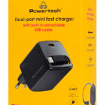 POWERTECH φορτιστής τοίχου PT-1571 με πτυσσόμενο καλώδιο