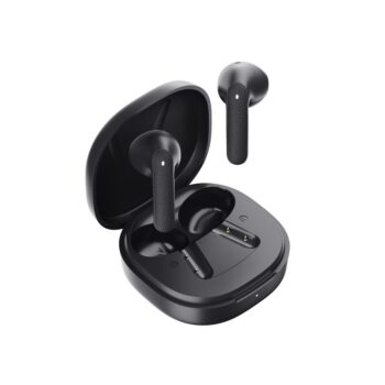QCY Air Dark Grey Semi-Ear TWS Earbuds, quad Mic ENC multi-point connection, leather grain case