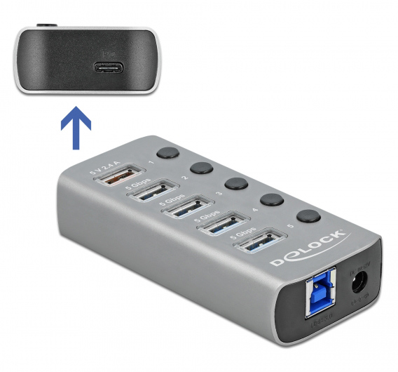 DELOCK USB hub 63263 με διακόπτες DELOCK USB hub 63263 με διακόπτες