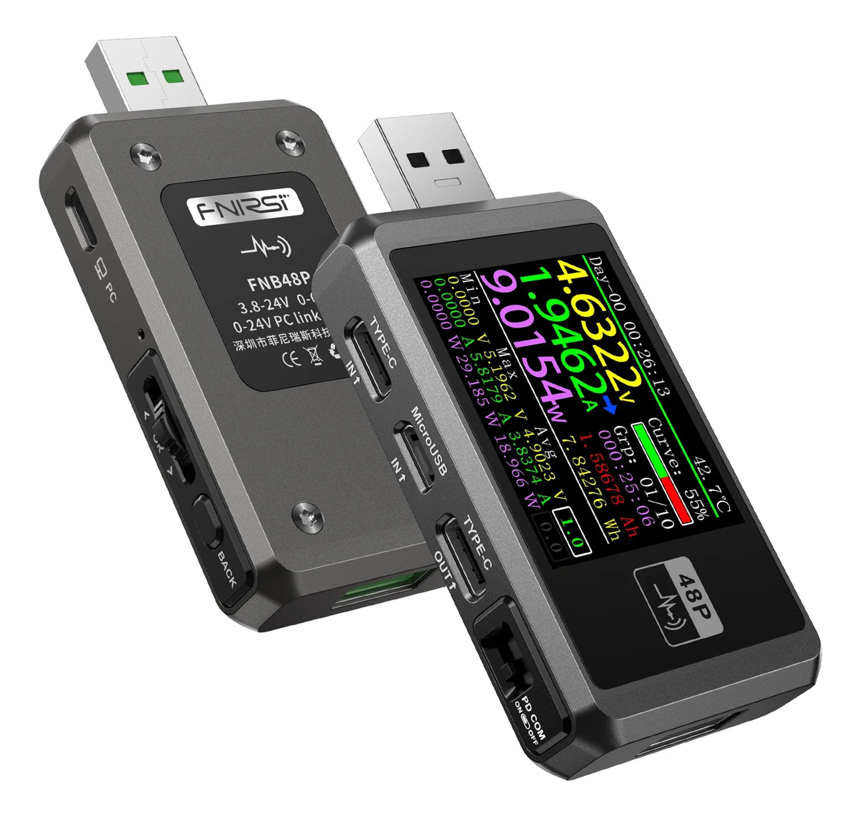 FNIRSI USB tester φόρτισης FNB48P FNIRSI USB tester φόρτισης FNB48P