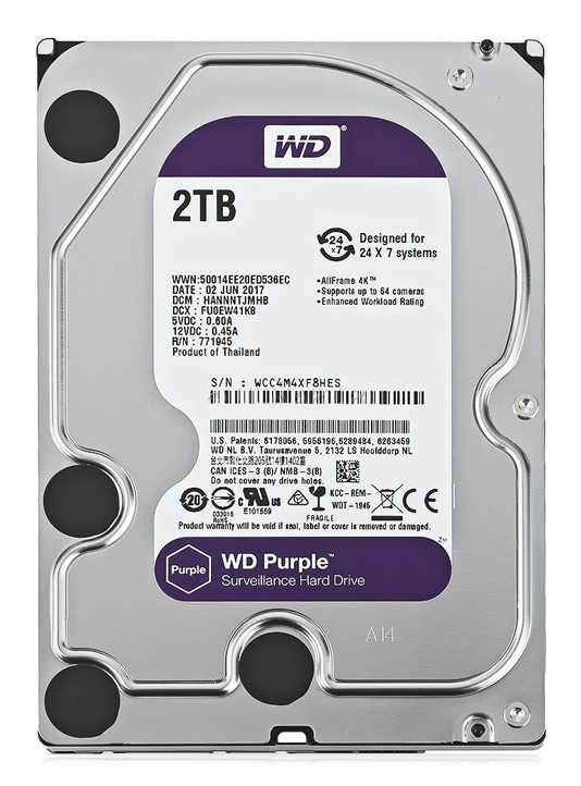 WD σκληρός δίσκος 3.5" Purple Surveillance 2TB WD σκληρός δίσκος 3.5" Purple Surveillance 2TB
