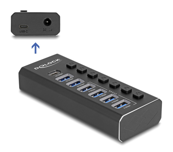 DELOCK USB hub 64326 με διακόπτες DELOCK USB hub 64326 με διακόπτες