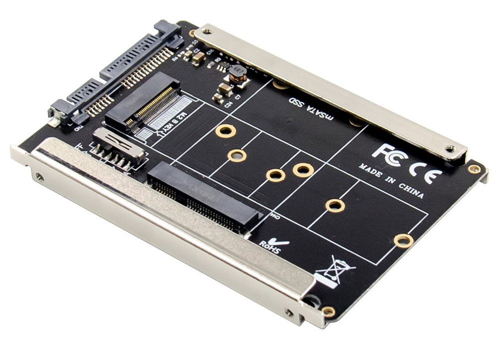 POWERTECH κάρτα μετατροπής 2.5" SATA σε M.2 B & mSATA SSD ST525 POWERTECH κάρτα μετατροπής 2.5" SATA σε M.2 B & mSATA SSD ST525