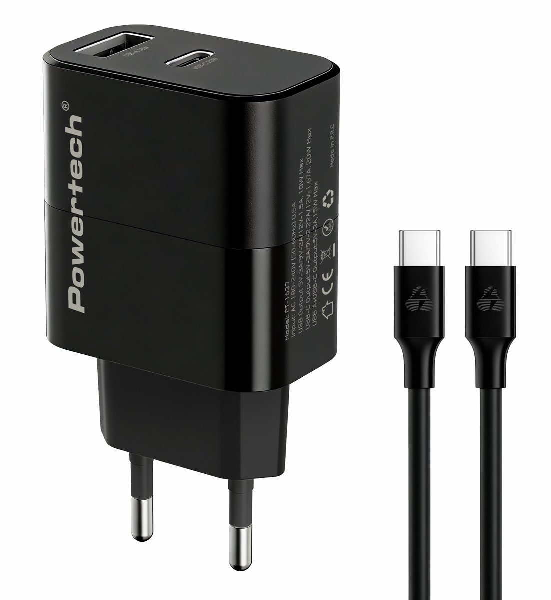 POWERTECH φορτιστής τοίχου PT-1637 με καλώδιο POWERTECH φορτιστής τοίχου PT-1637 με καλώδιο