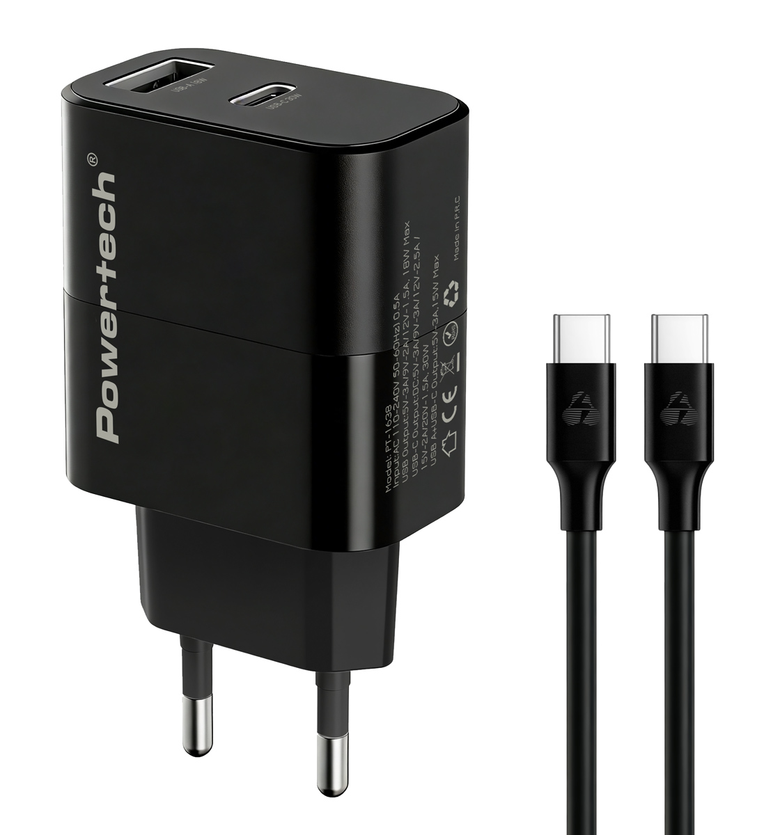 POWERTECH φορτιστής τοίχου PT-1638 με καλώδιο POWERTECH φορτιστής τοίχου PT-1638 με καλώδιο