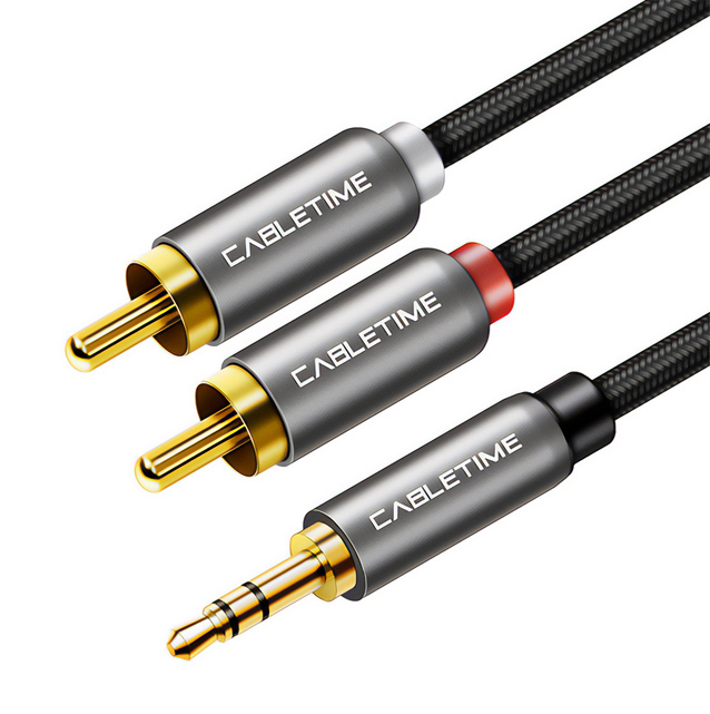 CABLETIME καλώδιο ήχου 3.5mm σε 2x RCA CT-AV314-P12G CABLETIME καλώδιο ήχου 3.5mm σε 2x RCA CT-AV314-P12G