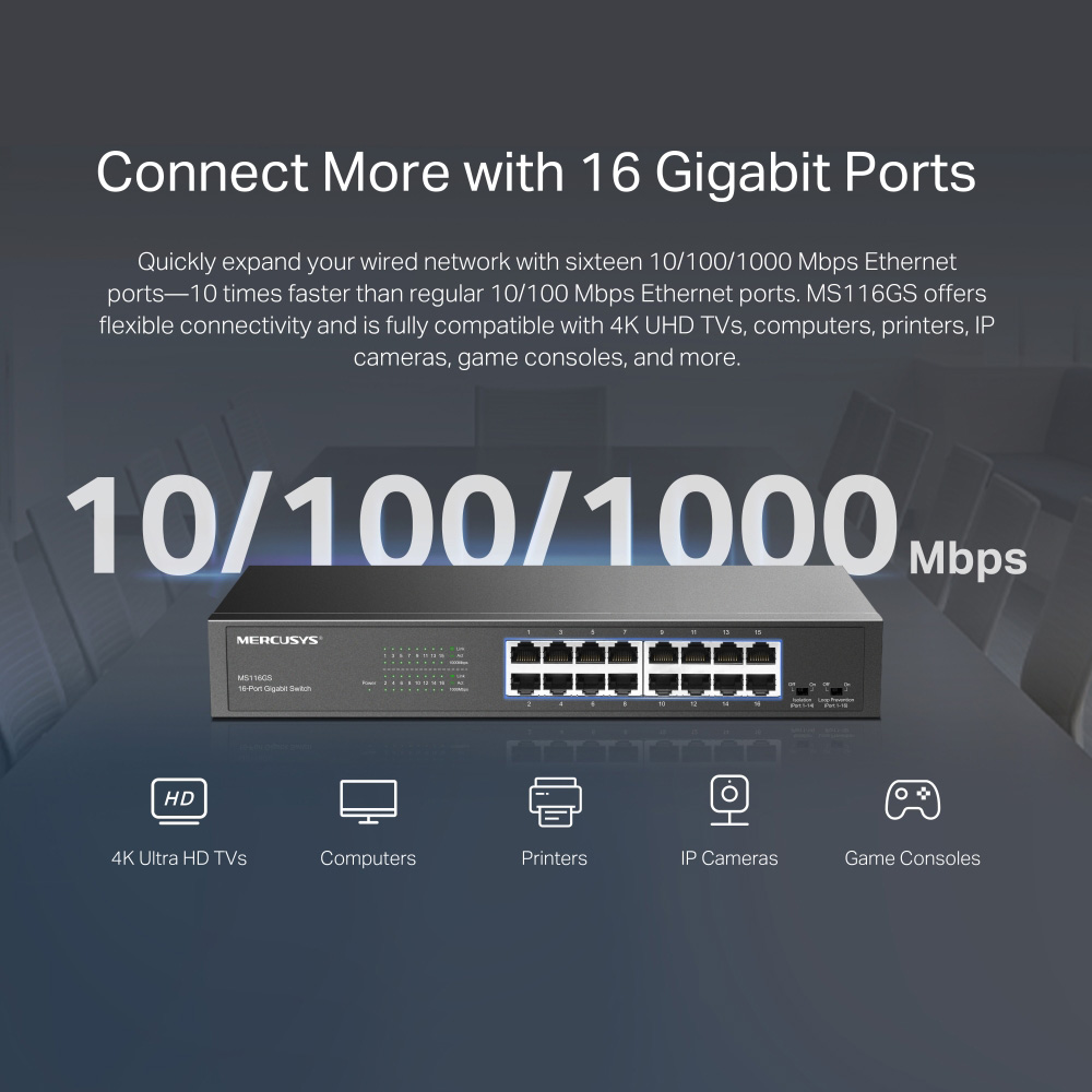 16x Gigabit θύρες 16x Gigabit θύρες